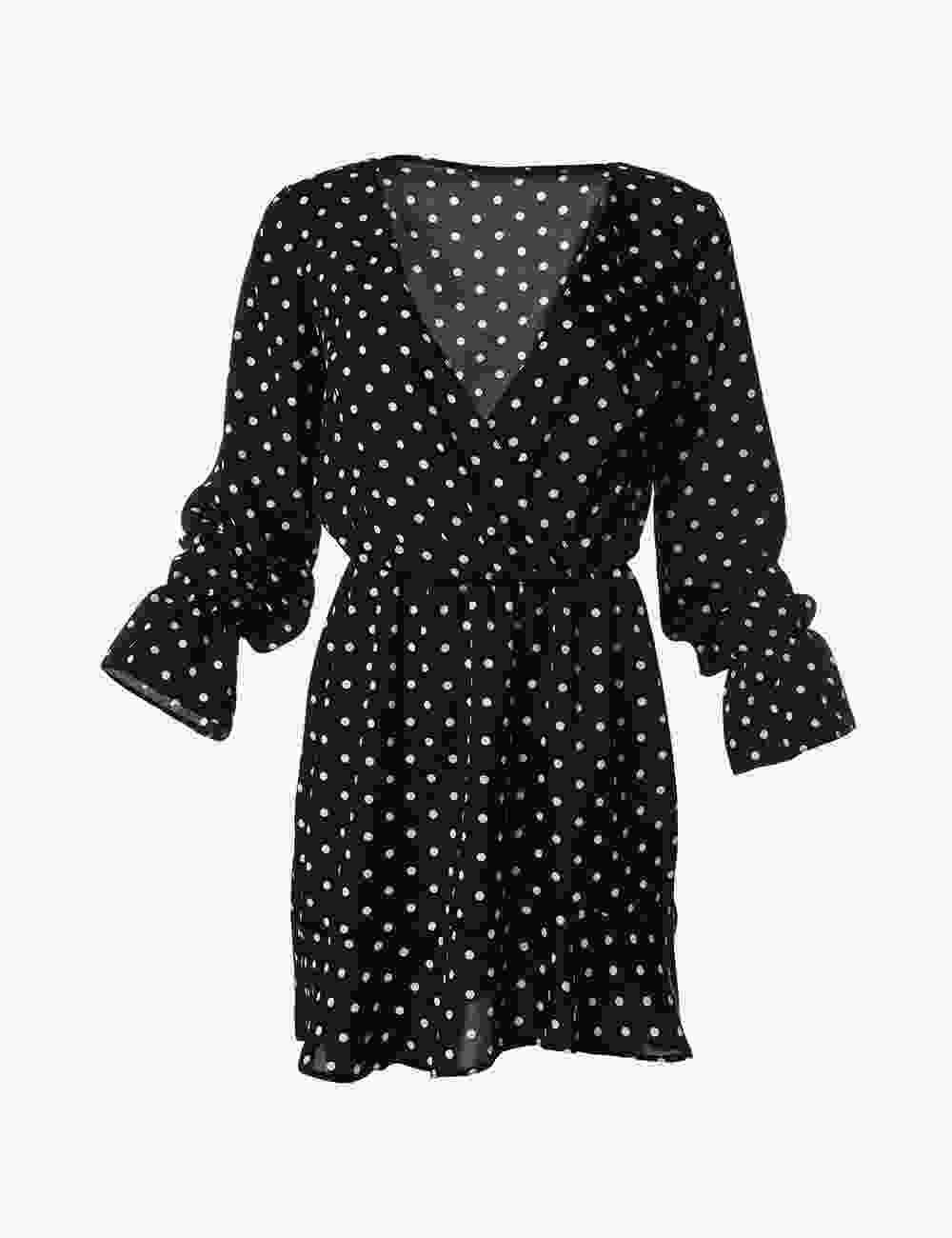 Polka Dot Balloon Sleeve Dress